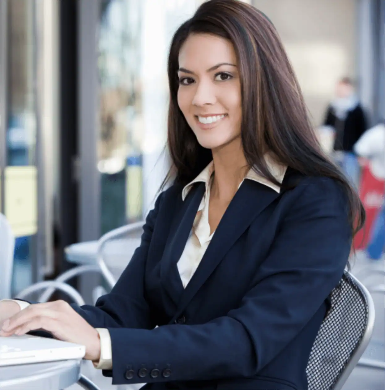 Businesswoman completing online insurance continuing education